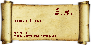 Simay Anna névjegykártya